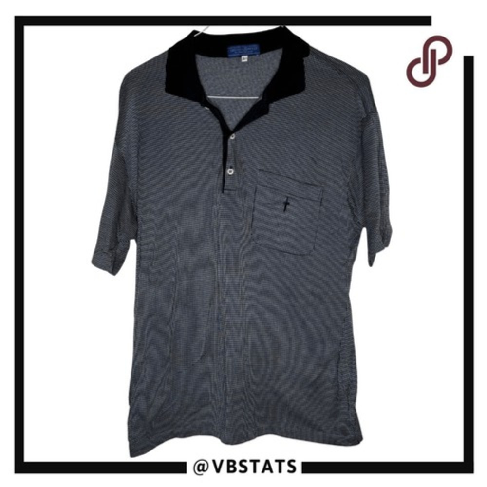 Gieves & Hawkes Men's Cotton‎ Collared Short Sleeve Polo Shirt Black Gray Large